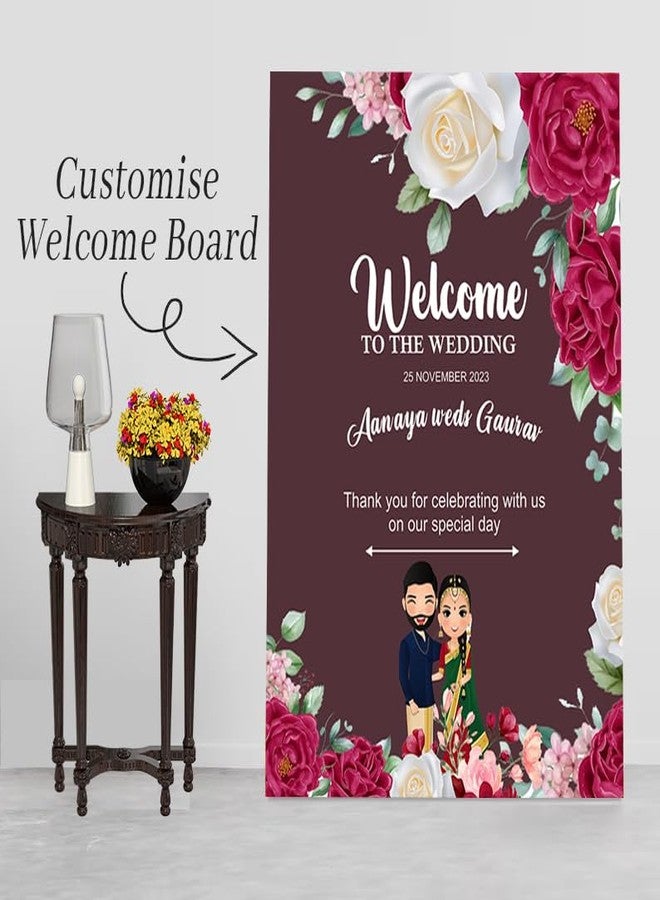 ثيم ماي بارتي لوحة ترحيب مخصصة لحفل زفاف هندي من تصميم Theme My Party - لوحة ترحيب مخصصة لحفل زفاف هندي - لوحة ترحيب مخصصة لحفل زفاف هندي لتزيين حفل الزفاف - Image 3